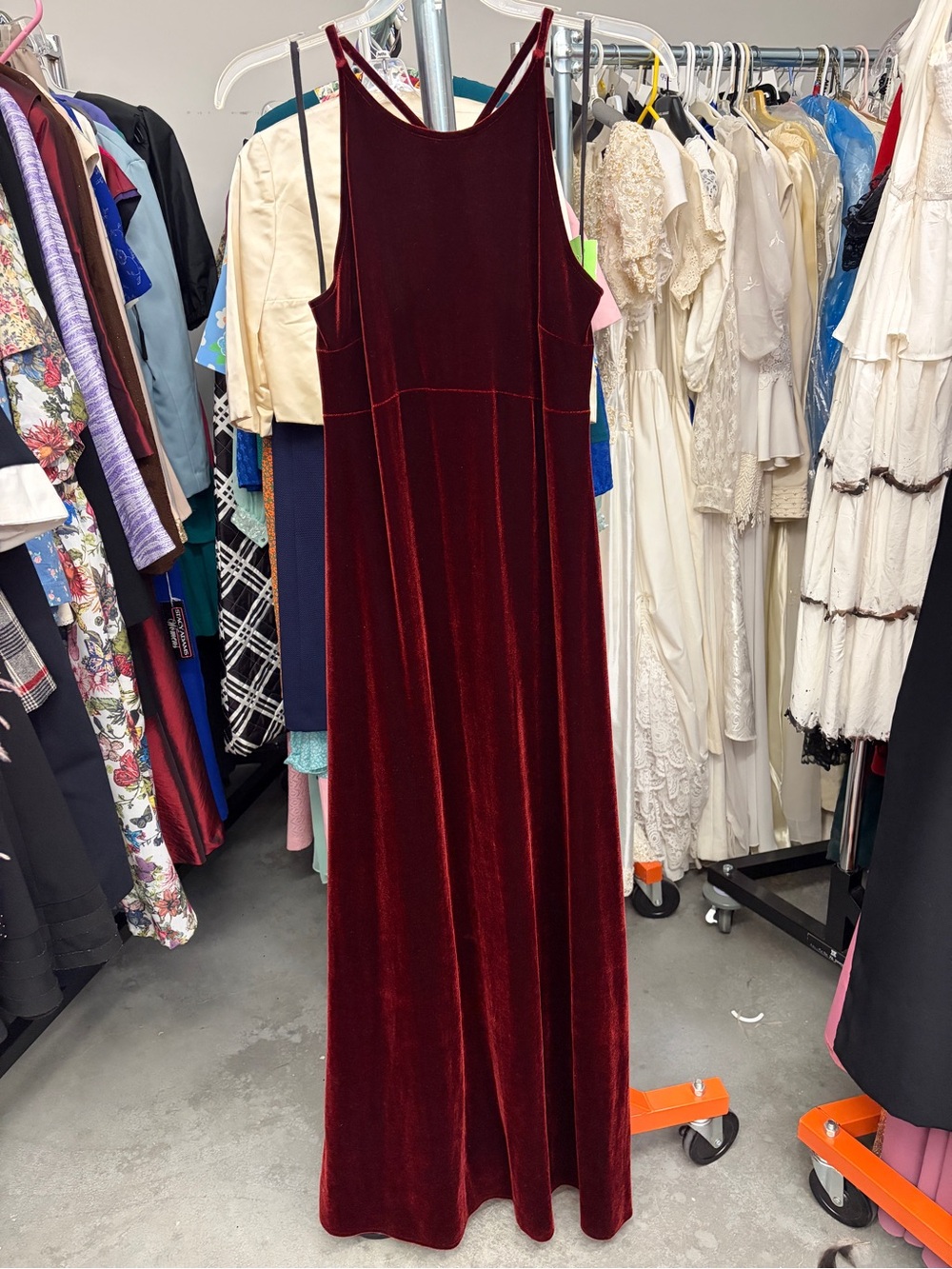 Bill Levkoff Velvet Maxi Slip Dress in Burgundy